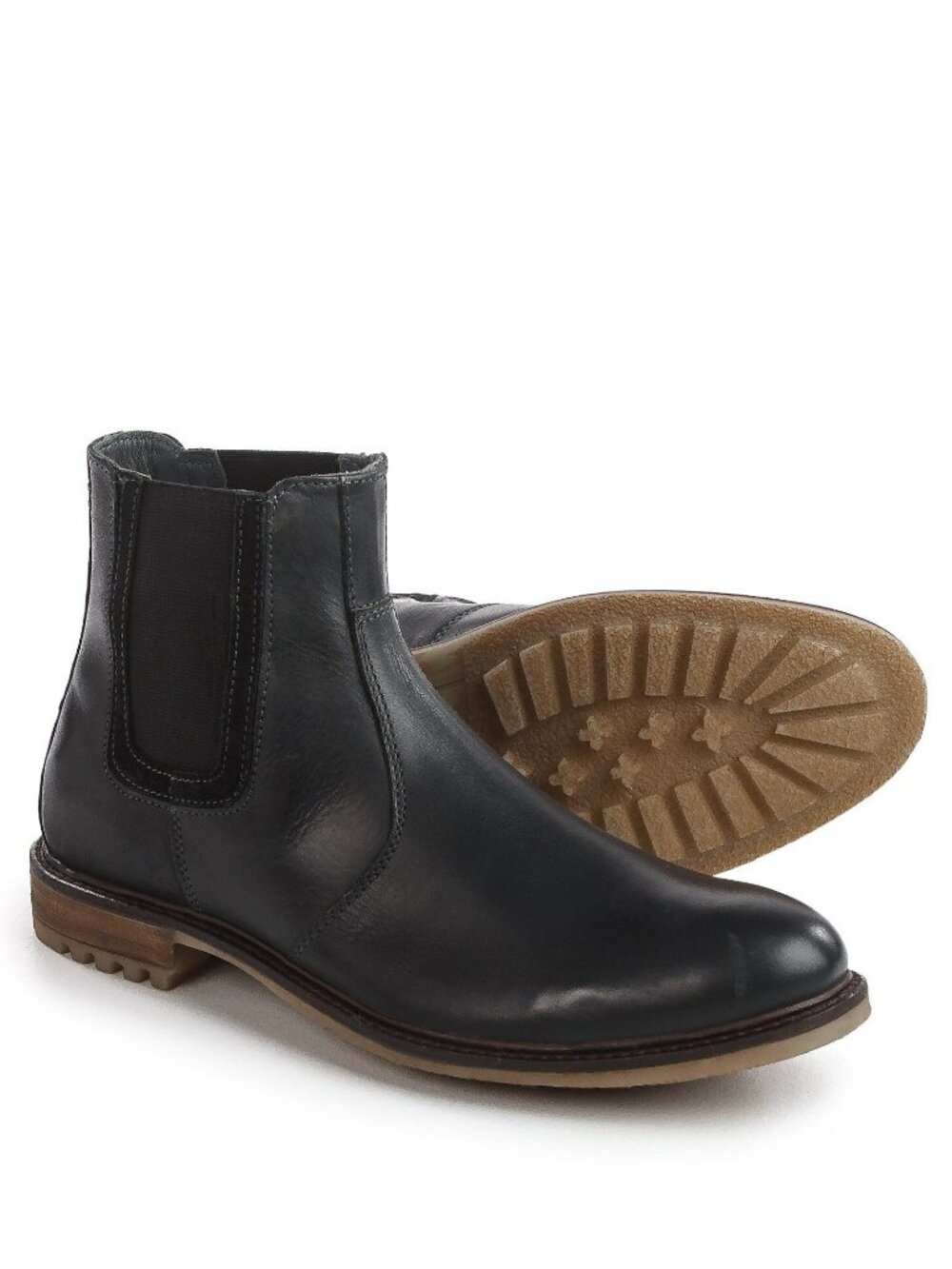 HUSH PUPPIES Mens Beck Rigby Chelsea Boots Black Leather short Boots Size 11.5 M